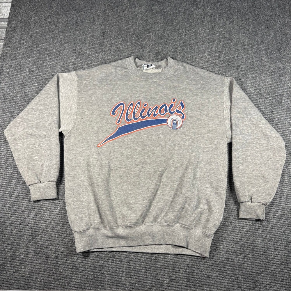 Vtg Lee Sweatshirt Mens XL Gray Good Illinois Fighting Illini Y2K Baggy Heavy